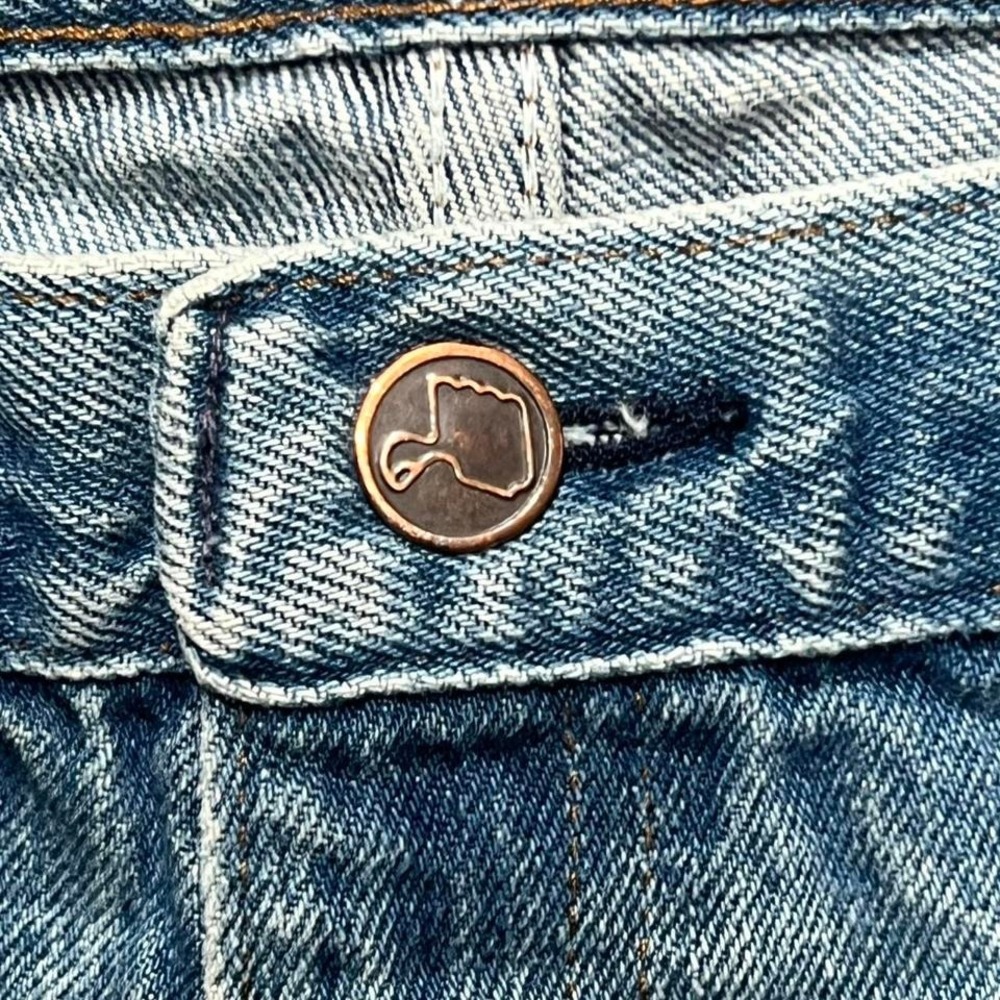 1970s Vintage Sears Thumbs Up Regular Fit Flare Denim Jeans - 38x27 - Picture 4 of 8